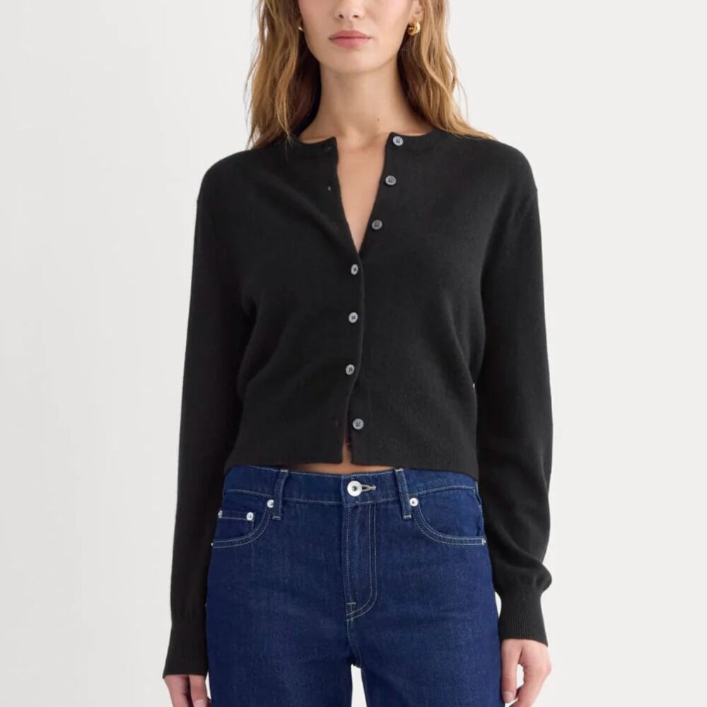 NWT Everlane Cashmere Cropped Cardigan black Sz S